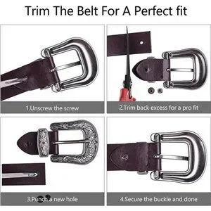 SYMOL Cinture Donna Eleganti Vera Pelle Cintura Vita Piccola 90CM-130CM Cinta Cinturone Cuoio Casual Lavoro Cinturoni Larghezza 3CM Per Signora Ragazza (Girovita:80CM-85CM, Nero - Foto 5